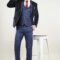 Men’s Dark Blue Sequins Embroidered Tuxedo Blazer With Blue Vest coat and Pant