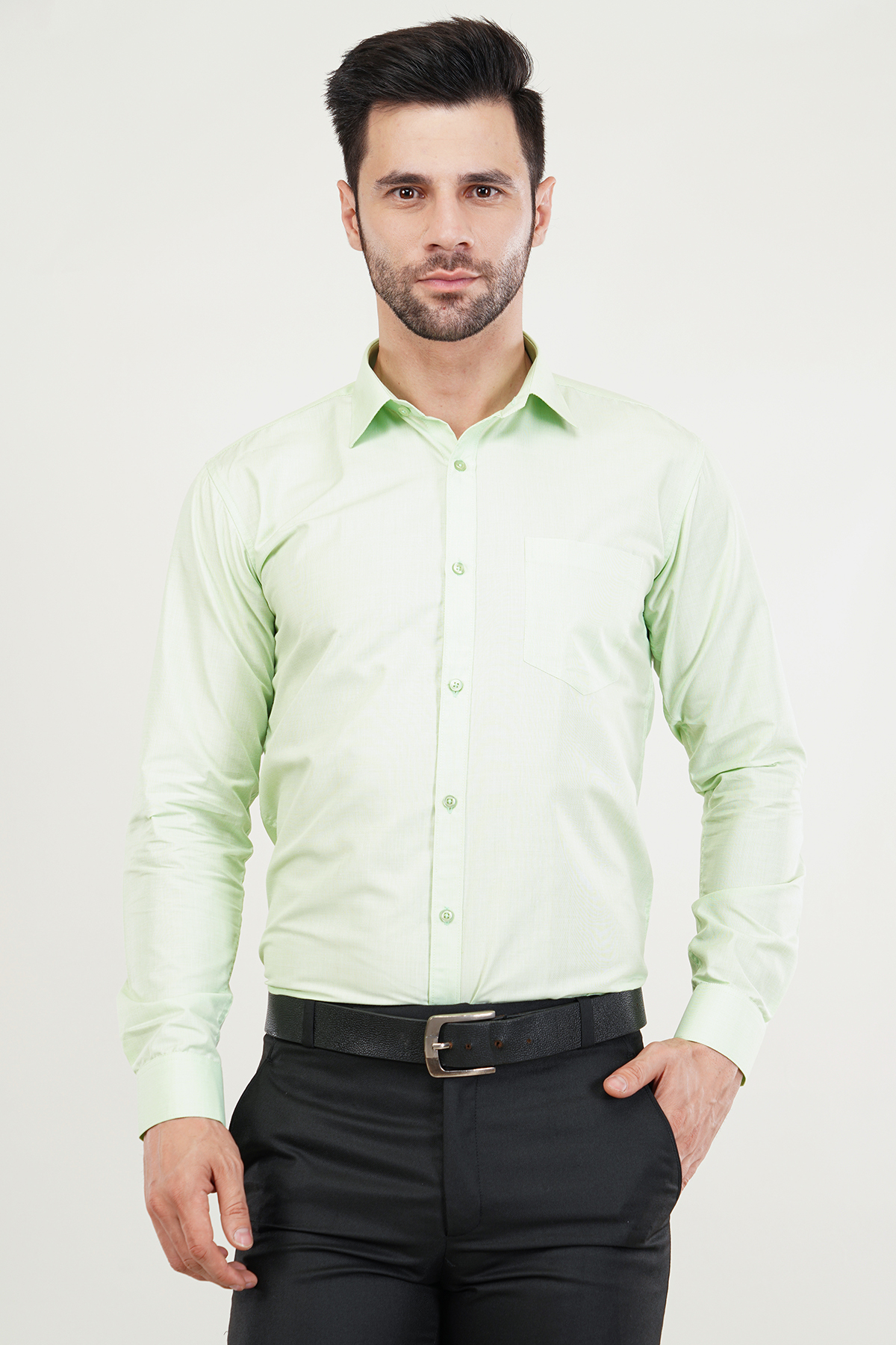 Pista Green Color Fila Fill Soft Premium Cotton Formal Shirt For Men’s
