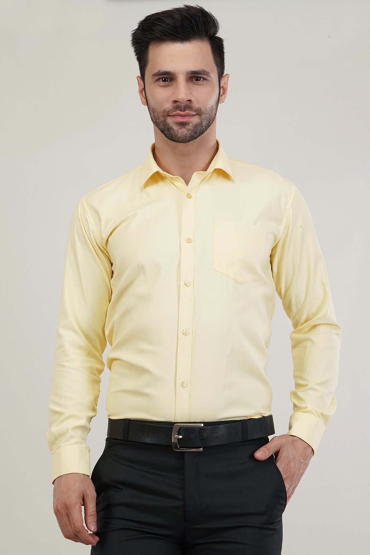 lemon Color Super Soft Premium Dobby Cotton Formal Shirt For Men’s