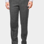 Men's Grey Stripe Italian Wool rich Formal Trouser