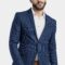 Men’s Blue Stripe Terry Rayon Regular Fit Blazer