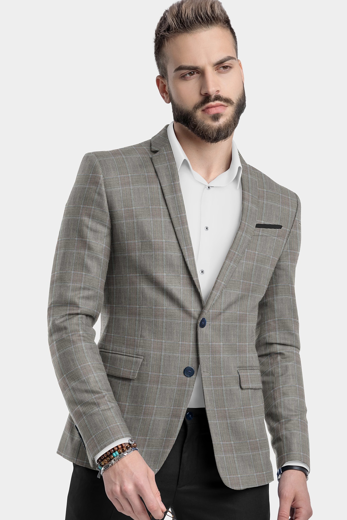 Men’s Light Grey Check Formal Fit Blazer