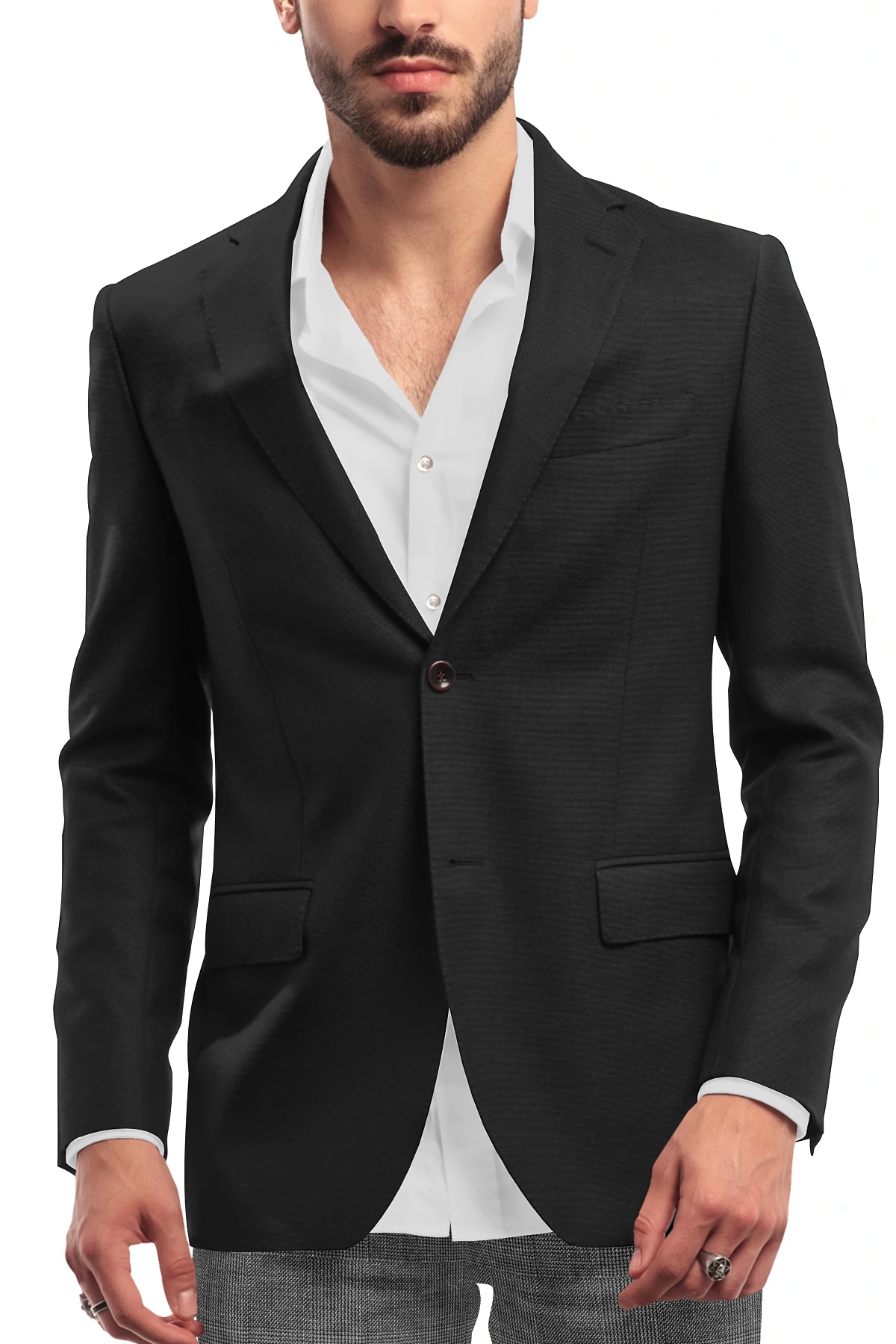 Men’s Black Terry Rayon Regular Fit Blazer