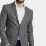Men's light Grey Check Regular fit Blazer