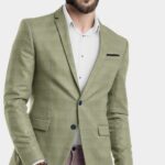 Men's Light Parrot Green Regular Fit Blazer