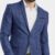 Men Light Blue Check Regular Fit Blazer