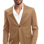 Men’s Khaki Color Terry Rayon Regular Fit Blazer