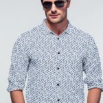 Men's  Premium Sky Color Printed Cotton Regular Fit Shirt