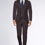 Men’s Wine Check Italian Terry Wool  Classic & luxurious 3 Piece Suit